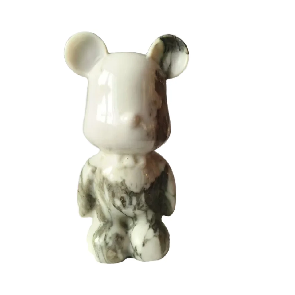 Refine Stone supply Luxury Action Figure Bear Bearbrick white marble statue for home decoration