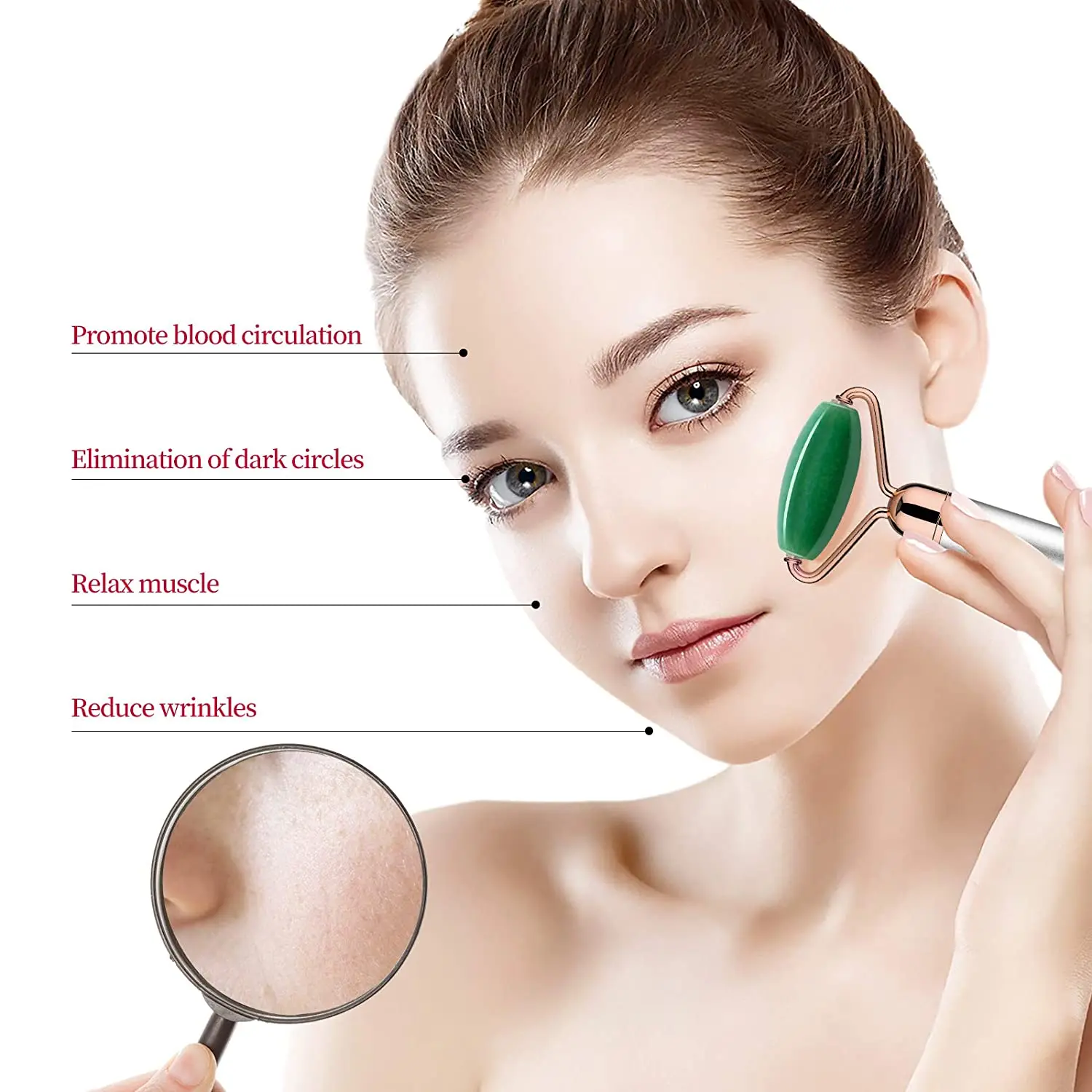 Wholesale Factory Price Natural Stone Jade Roller Rose Quartz Facial Roller Massager For Face Muscle Relaxing