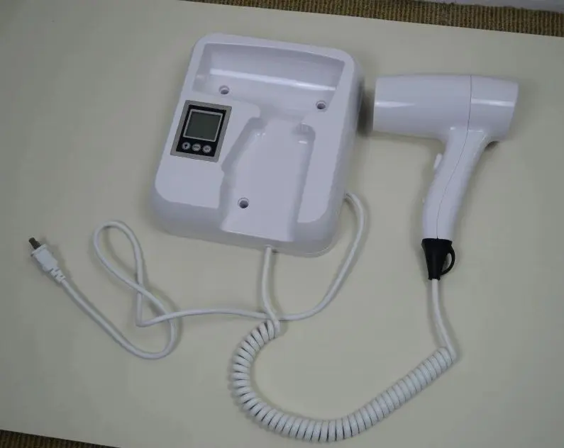 Black Color ABS Plastic 110V 220V Fire Prevention Hotel Bathroom Wall Mounting Hair Dryer with Bracket