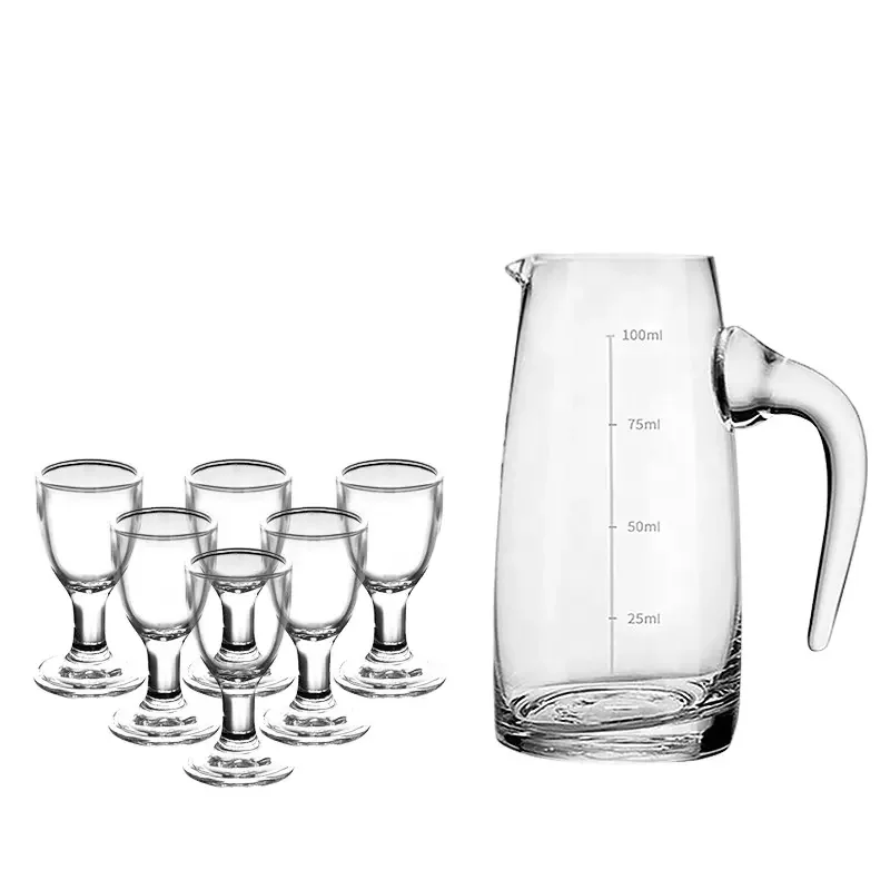 Thick Bottom Glass Baijiu Dispenser Household Whiskey Dispenser Red Wine Decanter Measuring Foreign Wine Jug with Handle