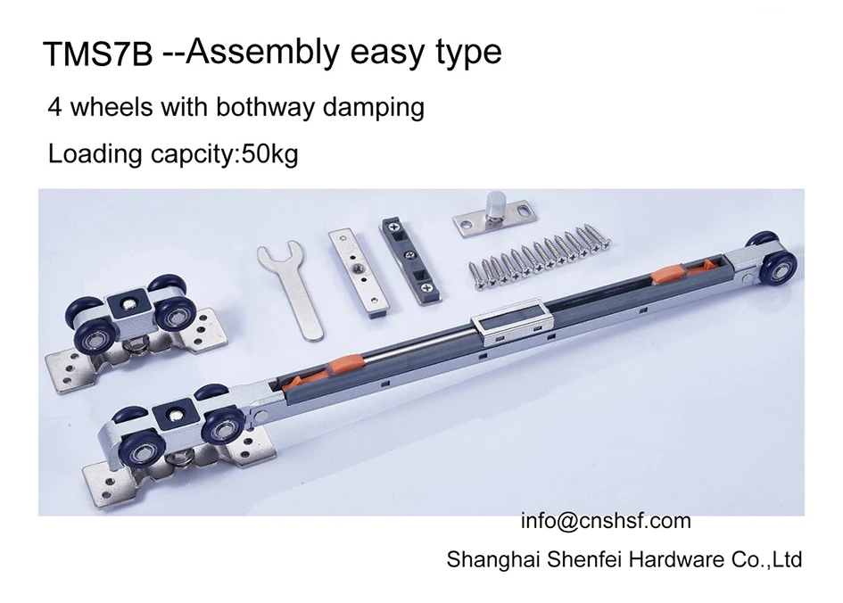TMS7B Easy Assembly hanging type sliding door roller with double direction soft closing