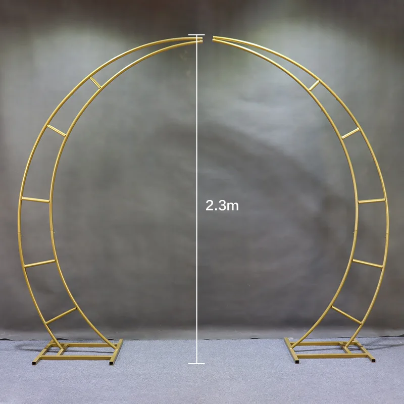 Single-Layer Ox Horn Iron Wedding Arch Backdrop Set Curved Wedding Party Balloon Flower Arrangement Backdrop Stand Decoration