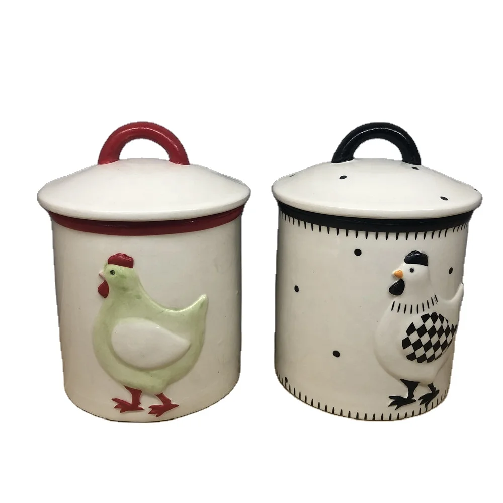 
3D cartoon character ceramic household products sealed jar cookie jar 