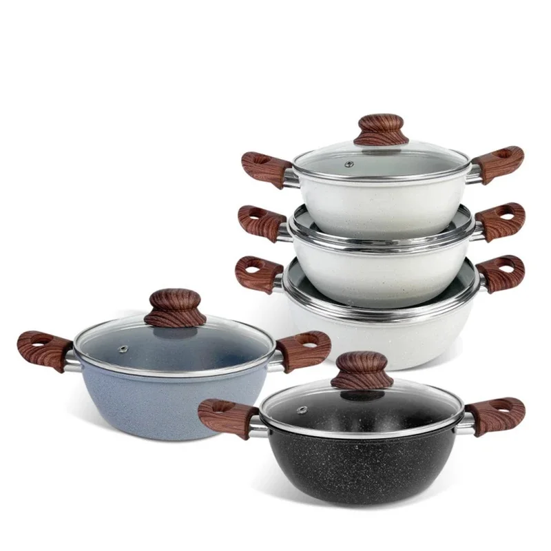 wholesale non stick cookware sets carbon steel soup pot set nonstick cooking pot no stick sauce pan set