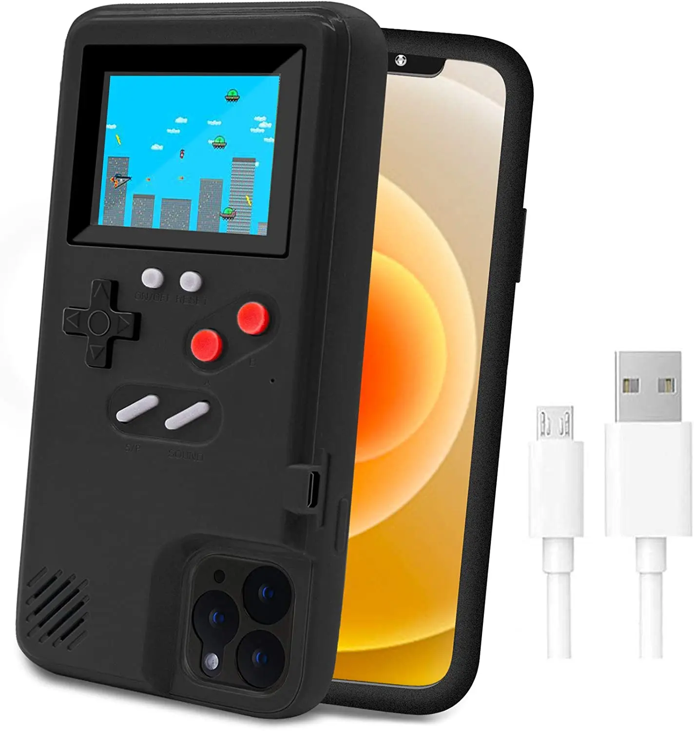 Playable Gameboy Case for iPhone smartphone Retro 3D Shockproof Cover with  Handheld Color 36 Classic  Video Games shell