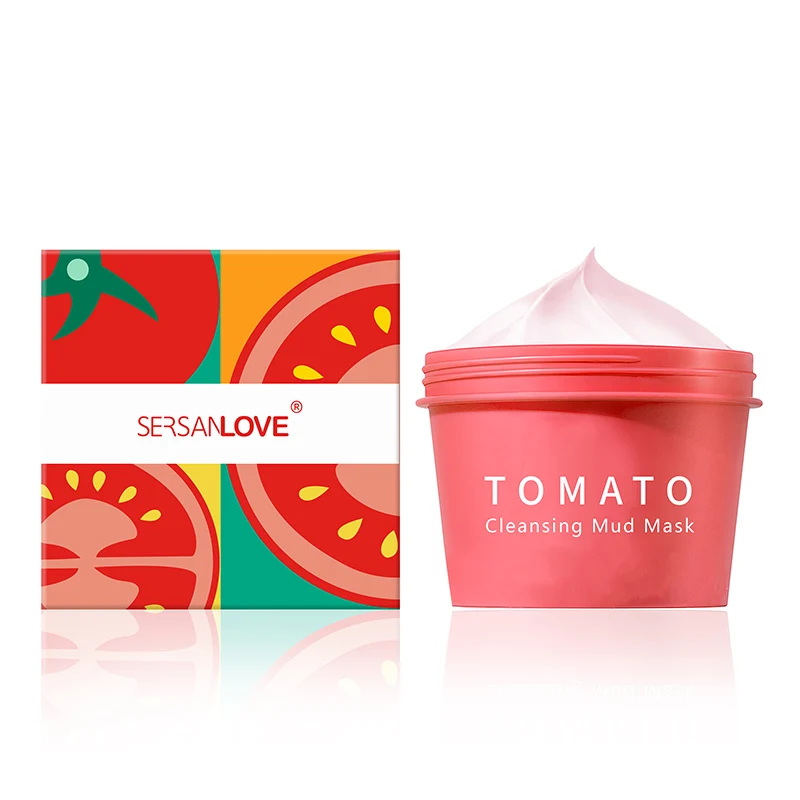 SERSANLOVE Tomato Cleansing Mud Mask Blackhead Remove Oil Control Deep Cleansing Dead Sea Mud Mask Whitening Facial Clay Mask
