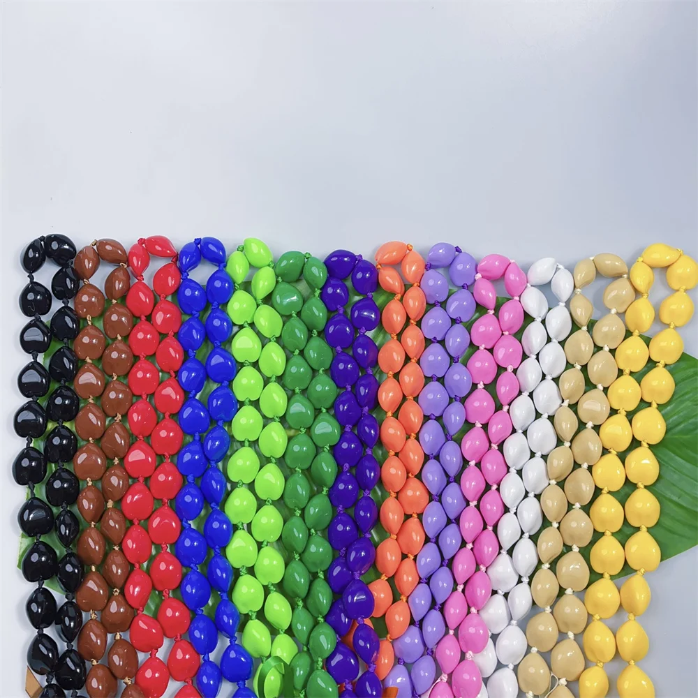 Island Graduation Tropical Fashion Artificial Acrylic Hawaiian Kukui Nut Ribbon Leis Necklace