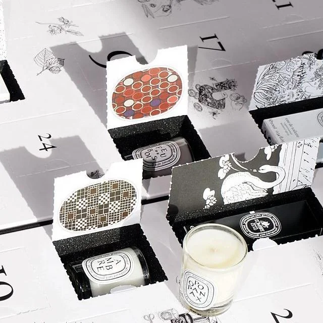 Custom Printed 24 Days Calendar Empty Cardboard Storage Ribbon Desgin Gift Box Door Advent Calendar Packaging Box With Ribbon