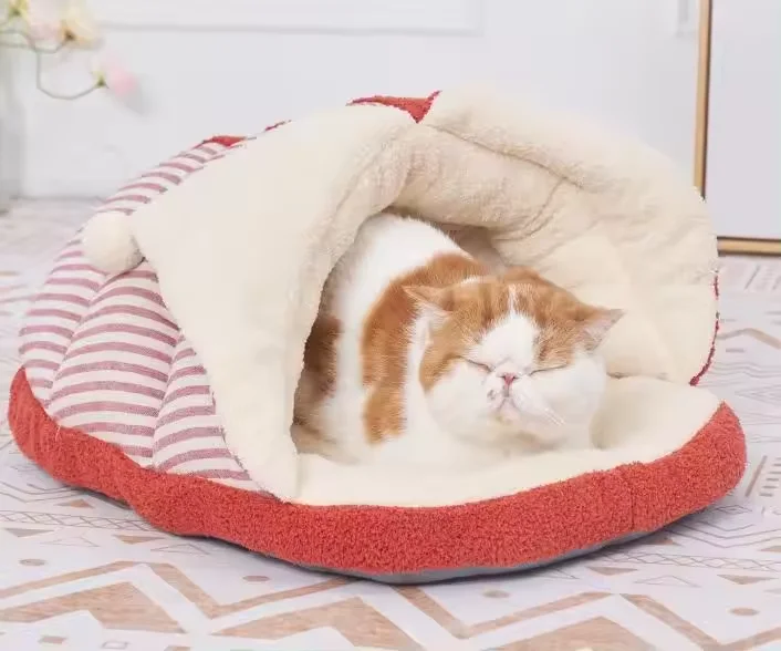 Washable Winter Creative Clown Yurt Slippers Shaped Warm Cat Nest Cat Castle Bed Cute Cartoon Pet House