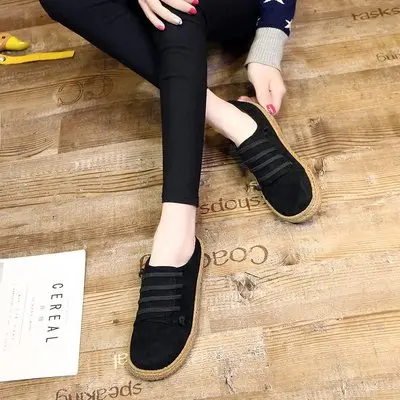 HLS023 ladies fashion Soft bottom Suede student Comfortable flat women canvas casual shoes