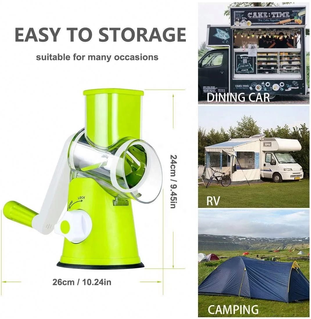 Hot Selling Wholesale Rotary Cheese Grater Vegetable Shredder Round Mandoline Slicer Grinder