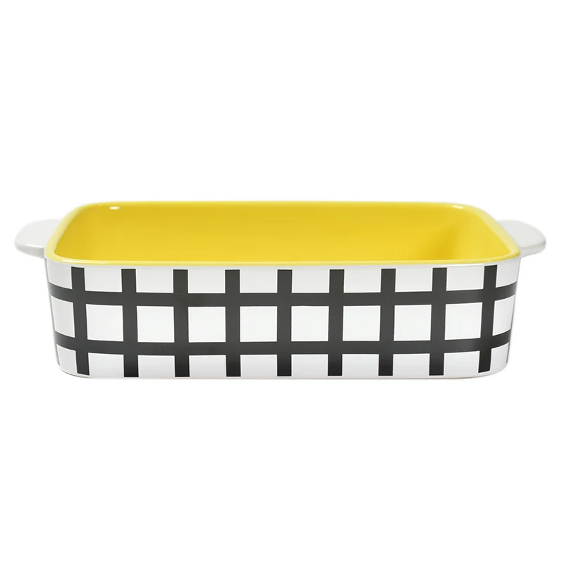 11 8 прямоугольная полосатая внутренняя желтая форма для выпечки керамический противень духовки