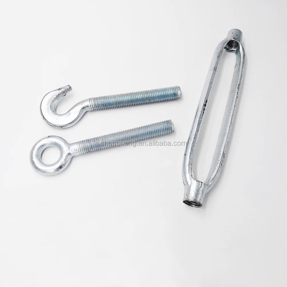 M12 JIS Turnbuckle Galvanized Open Body Turnbuckle Hook and Eye Commercial Wire Rope Turnbuckle