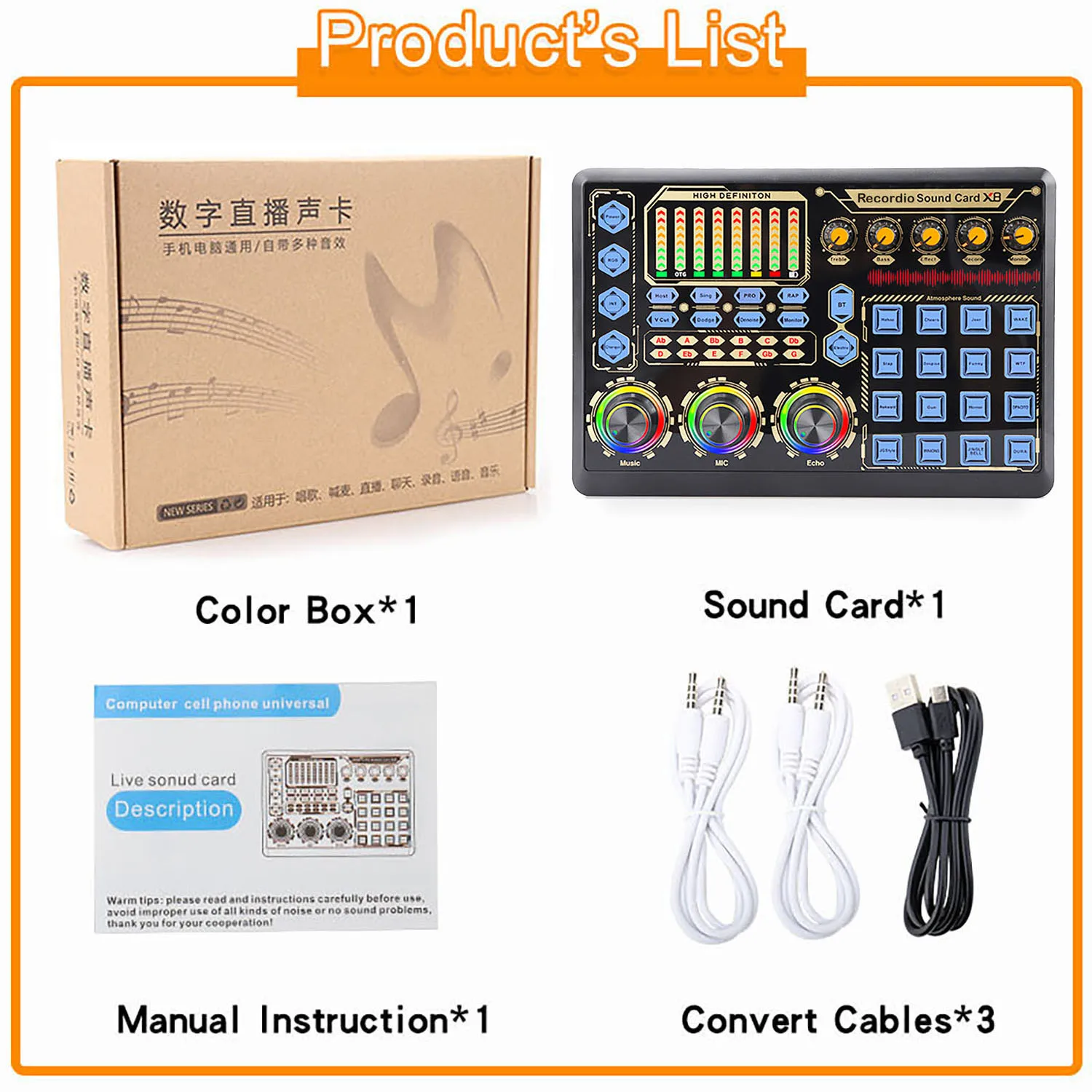 X8 SoundCard Live Broadcast professional studio recording karaoke audio interface External usb sound card