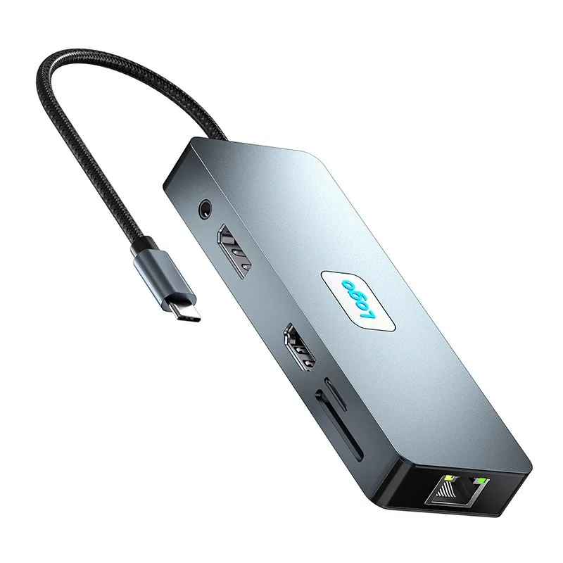 Высококачественный многоинтерфейсный аудио 1080P PD100W Разветвитель USB 3 2 концентратор док-станция с SD/TF 4K/60Hz RJ45 1000M