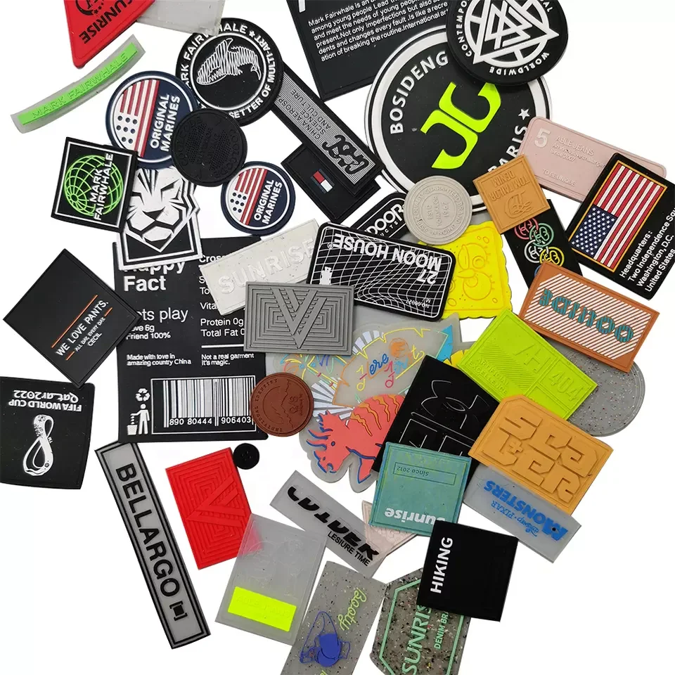 Custom Embossed Logo Brand Clothing Label Patch Soft Rubber 3D Custom Shoes Garment Labels Washable Main Labels Straight Cut
