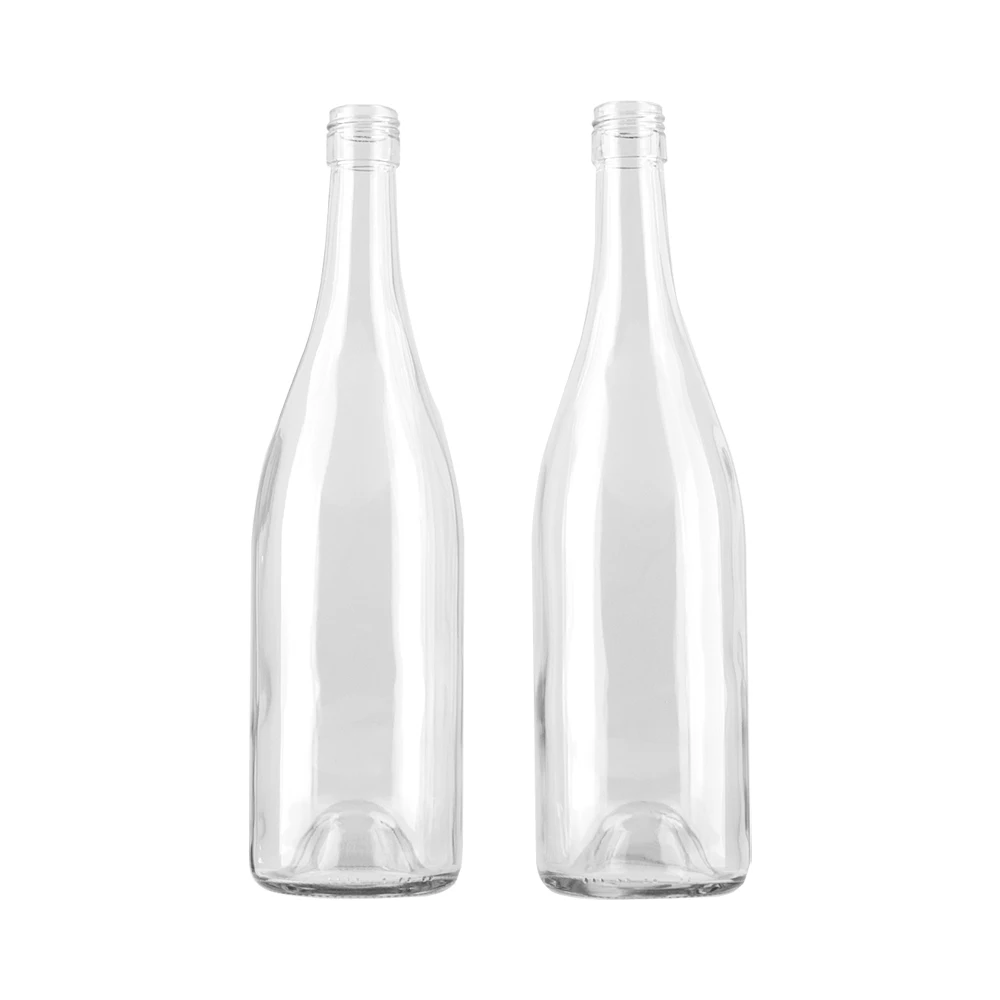 Super supplier 187ml 375ml 750ml cork top cap empty clear  burgundy  red wine glass bottle