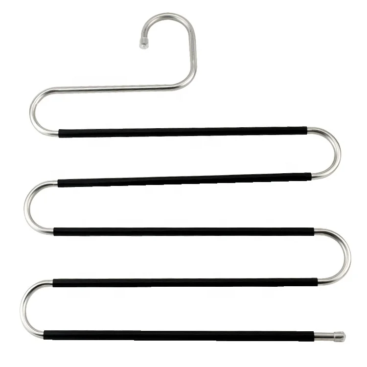 Wholesale Stainless Steel Non-slip Hanger Durable S Shape Space Saving Hanger for cloths jeans
