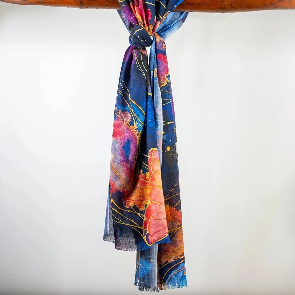 2024 New Product Printed Large Boho Beach Pareo Rave Scarves Beach Towel Cashmere Scarf Luxury Custom Shawl