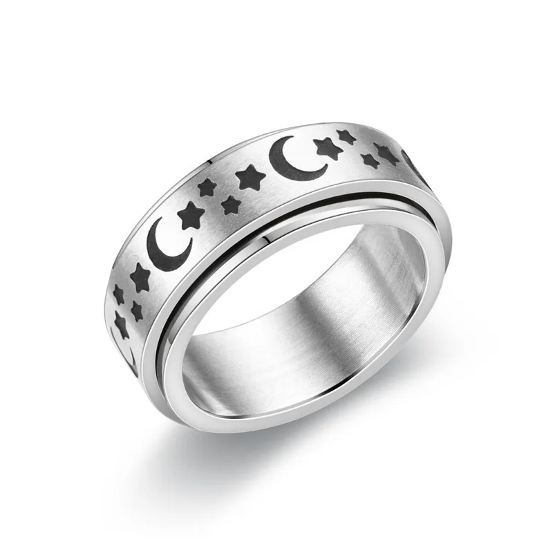 New Simple Rotatable Titanium Stainless Steel Decompression Anti anxiety meditation ring for men and women