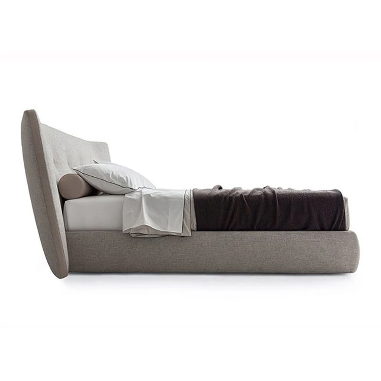 high quality bedroom furniture luxury high headboard grey fabric bed latest designer modern double bed
