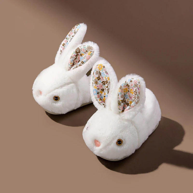 2023 Wholesale Winter Keep Warm Home Indoor Fur Cartoon Slipper Shoes For Children Kids Cute Rabbit Slippers