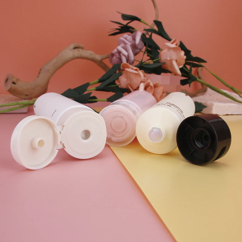Fashion Cream Cosmetic Aluminum Plastic Tube Container with Black Screw Cap