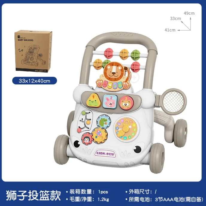 Baby Walker Multifunction Infant Stand-to-Sit Toddler Four Wheels Trolley Kids Learning Walking Toddler Toys Piano Drawing Gift