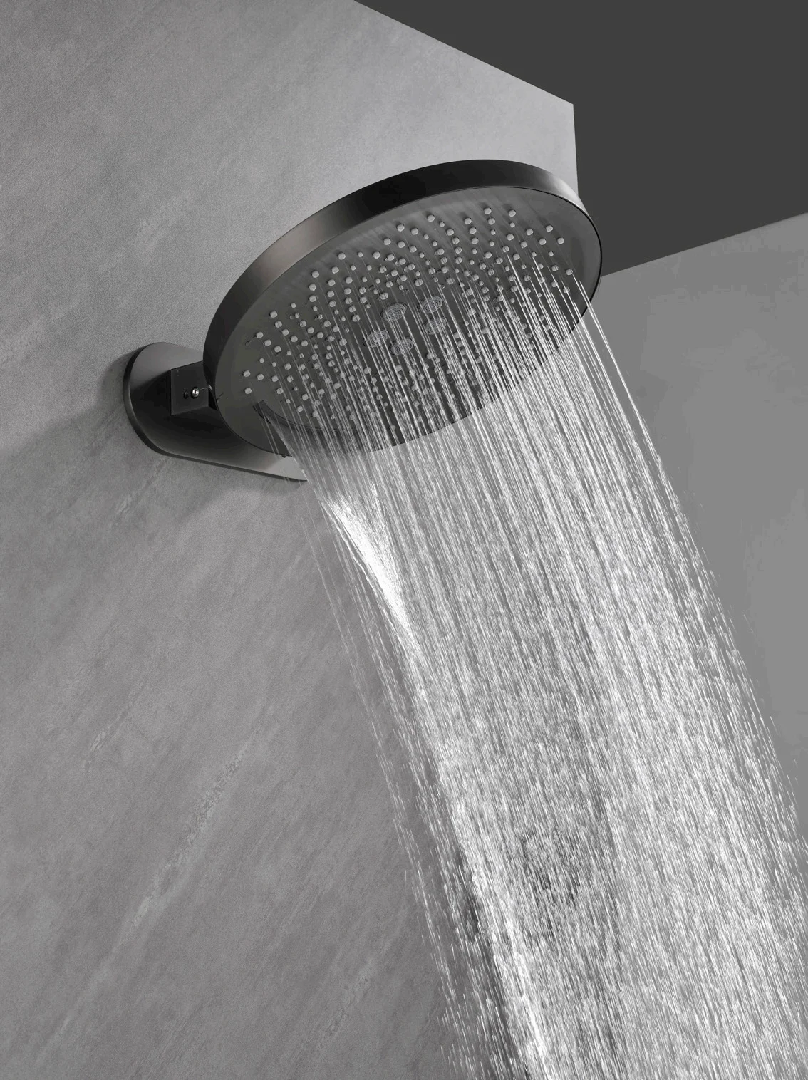 Contemporary design Customizable gun grey brushed top shower with single function and brass top  shower to save water