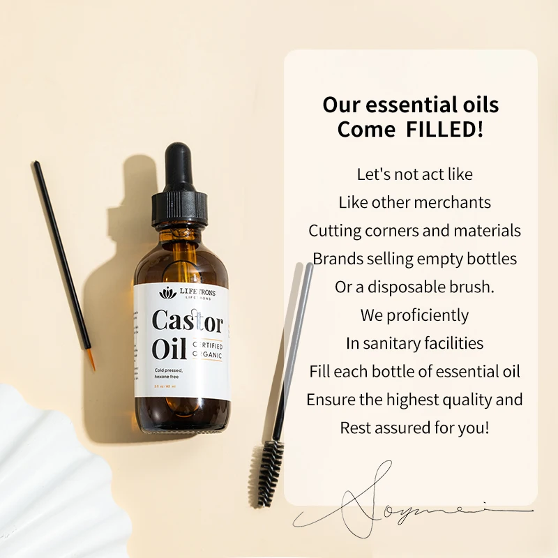 60ml Eyelashes Eyebrows Hair Growth Essential Oil Refined Castor Oil Organic Eyelash Enhancer Eyelash Growth Oil