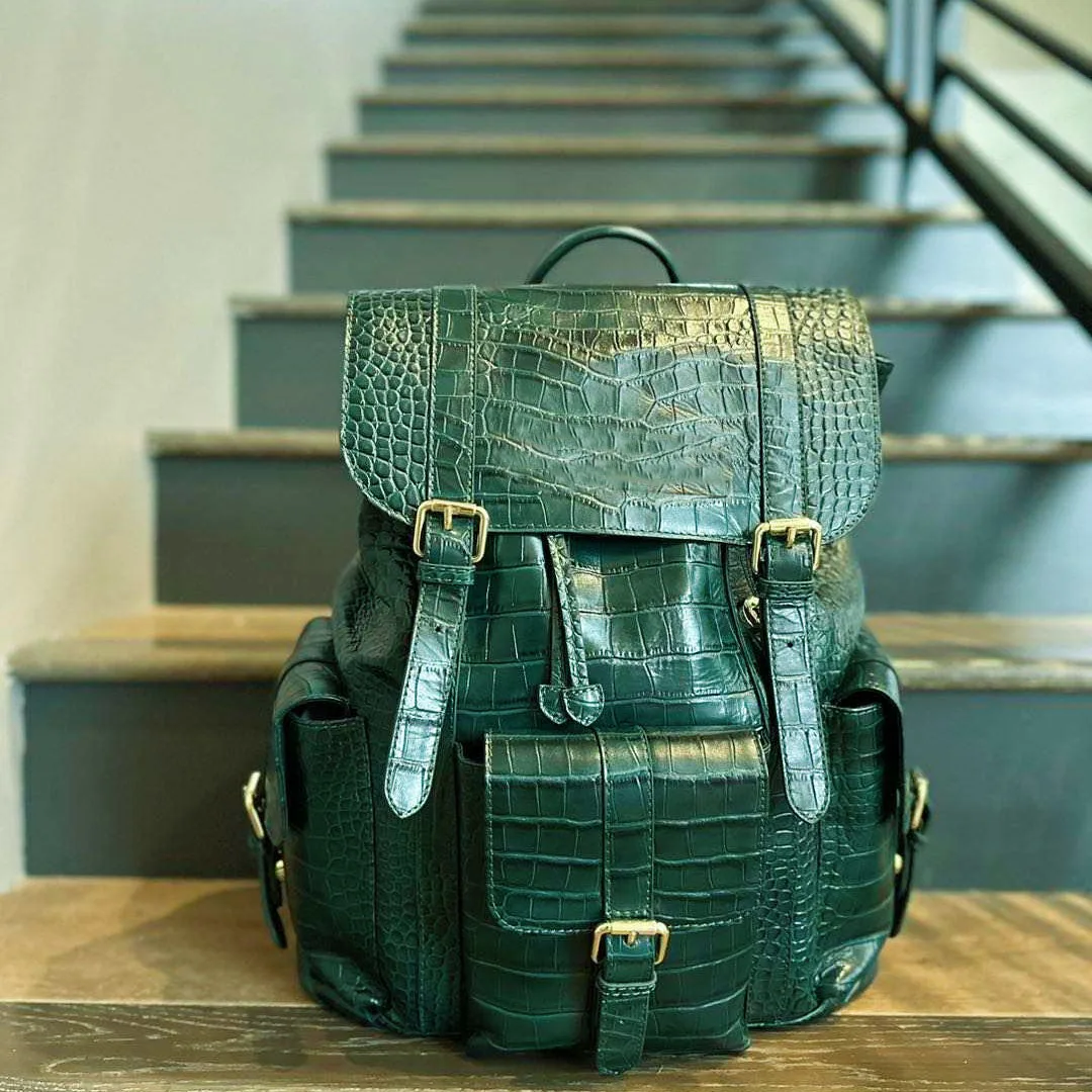 Luxury Designer College School Backpacks Crocodile Vegan Leather Travel Business Notebook Bag Laptop Backpack
