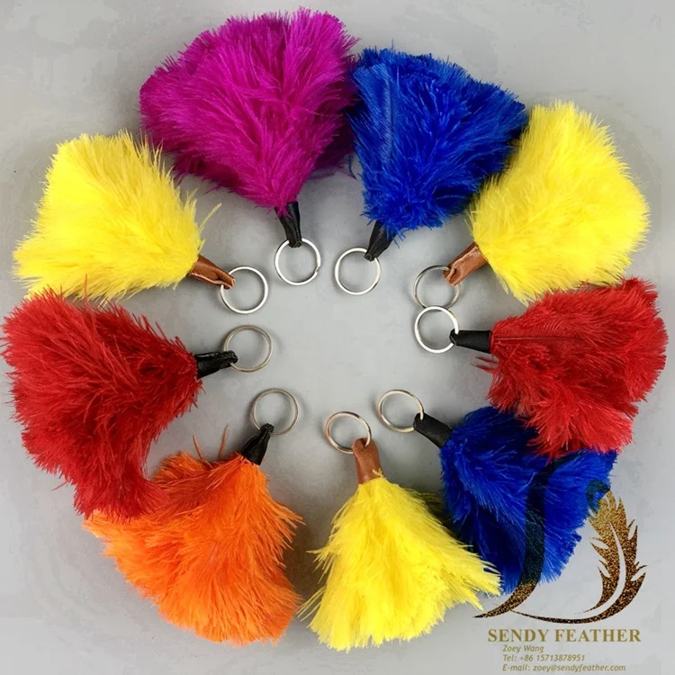 Assorted Colors Ostrich Feather Keyring - Ostrich Feather Keychain