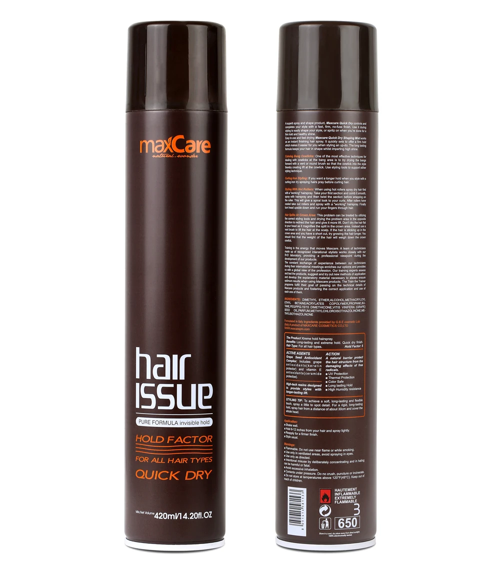 Hot Sales Wholesale Maxcare Professional Beauty Mens Hair Styling Products Long Strong Lasting Hair Spray