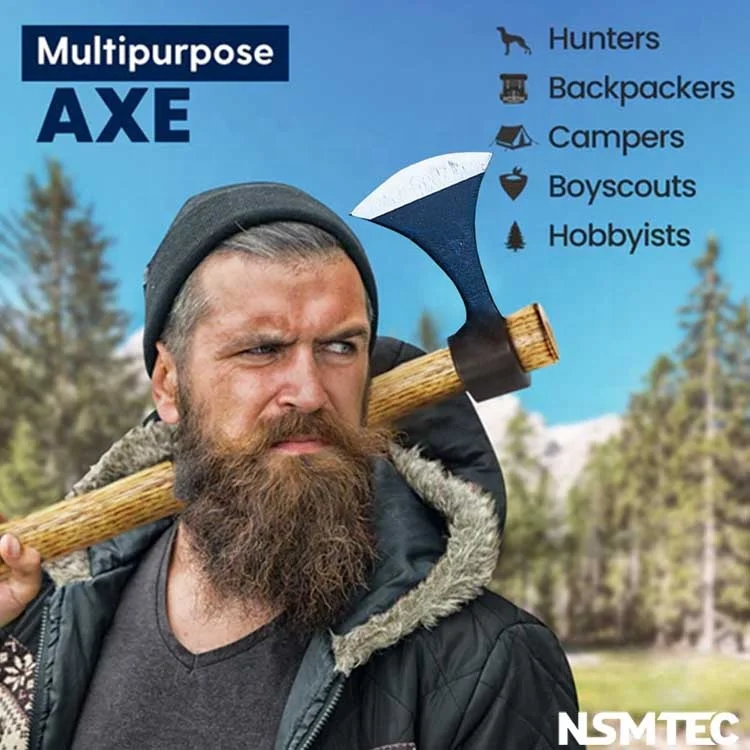 NSMTEC Inverted Multipurpose Forged Battle Team Games Axe Tomahawk for Hunters, Campers, Backpackers