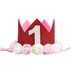 Happy First Birthday Party Hats Decor Cap One Birthday Hat Princess Crown 1st 2nd 3th Year Old Number Baby Kids Hair Accessory