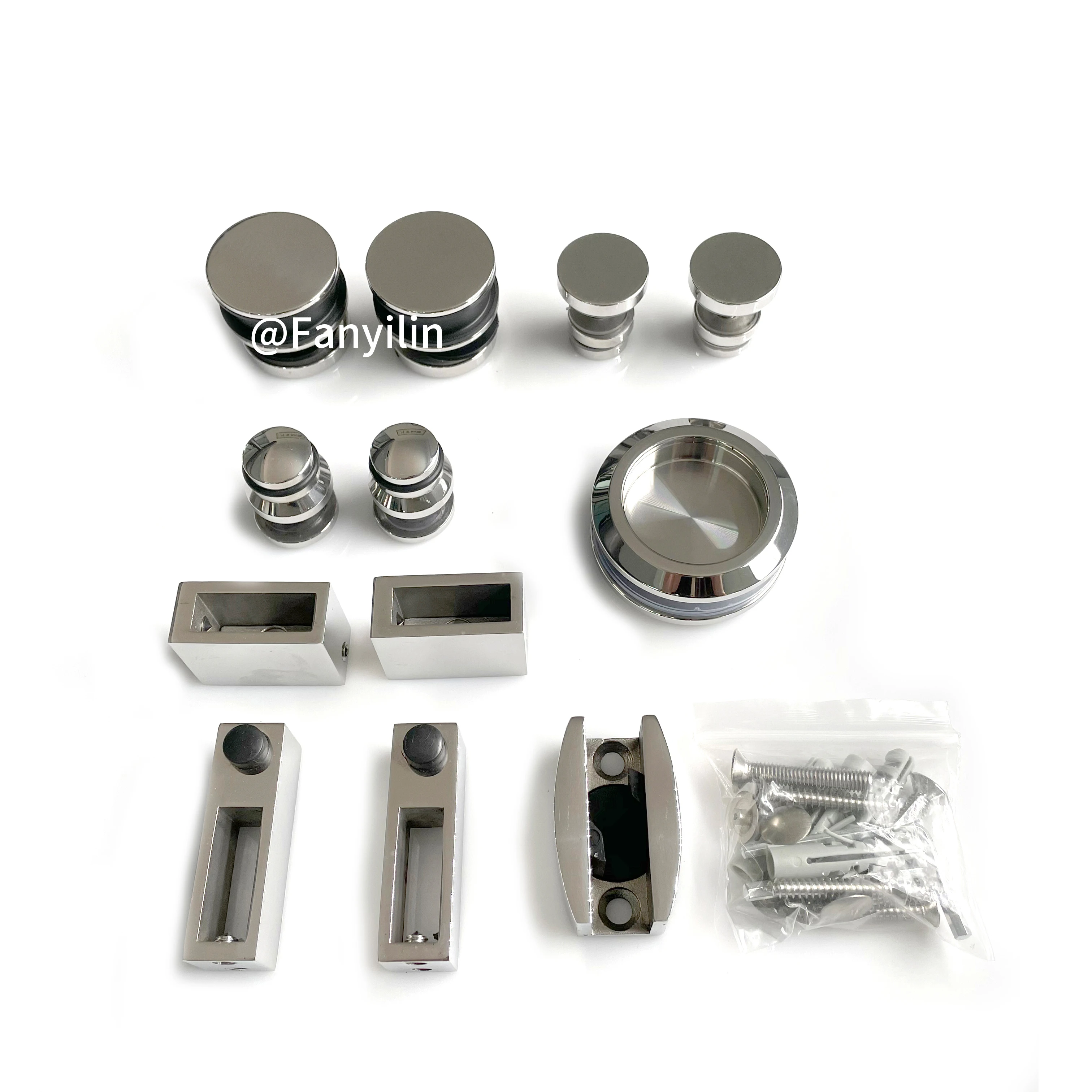 FYL Most Popular Stainless Steel Sliding Glass Shower Door Hardware Set Bathroom Roller System