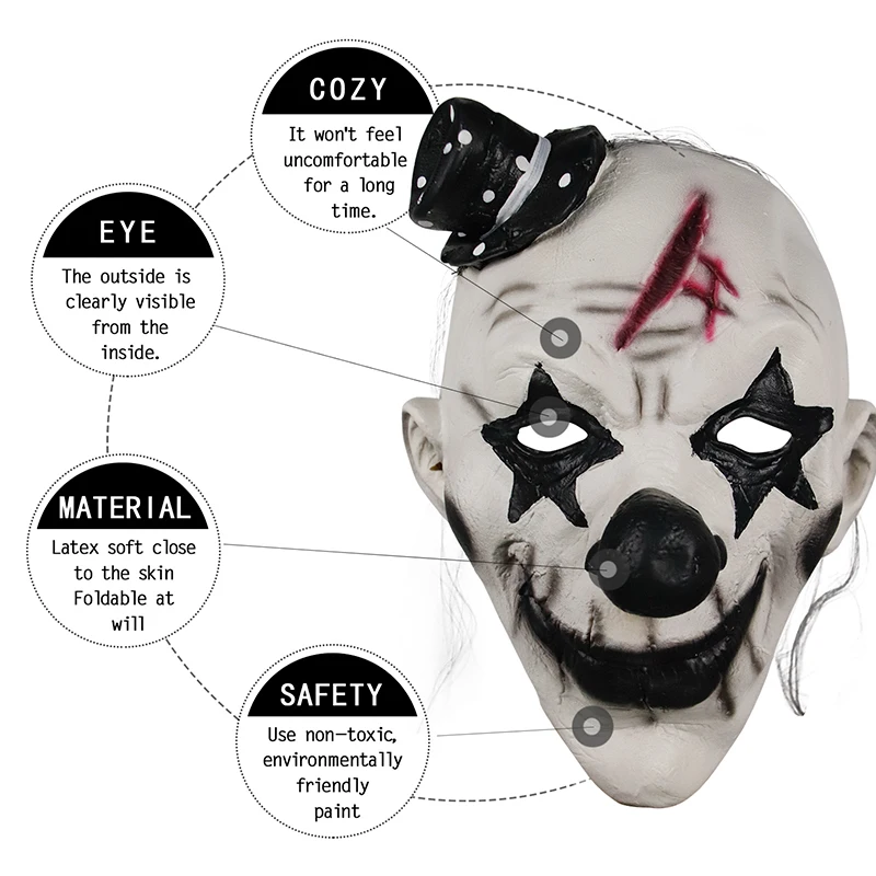 
Molezu Wholesale Custom High Quality Latex Chompo The Scary Horror Creepy Clown Adult Mask for Halloween Party 