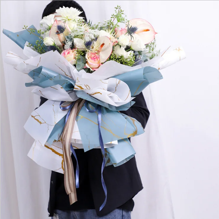 Marble Style Wrapping Paper Hot Sale Korean Flower Wrapping Paper Bouquet Wrapping Paper