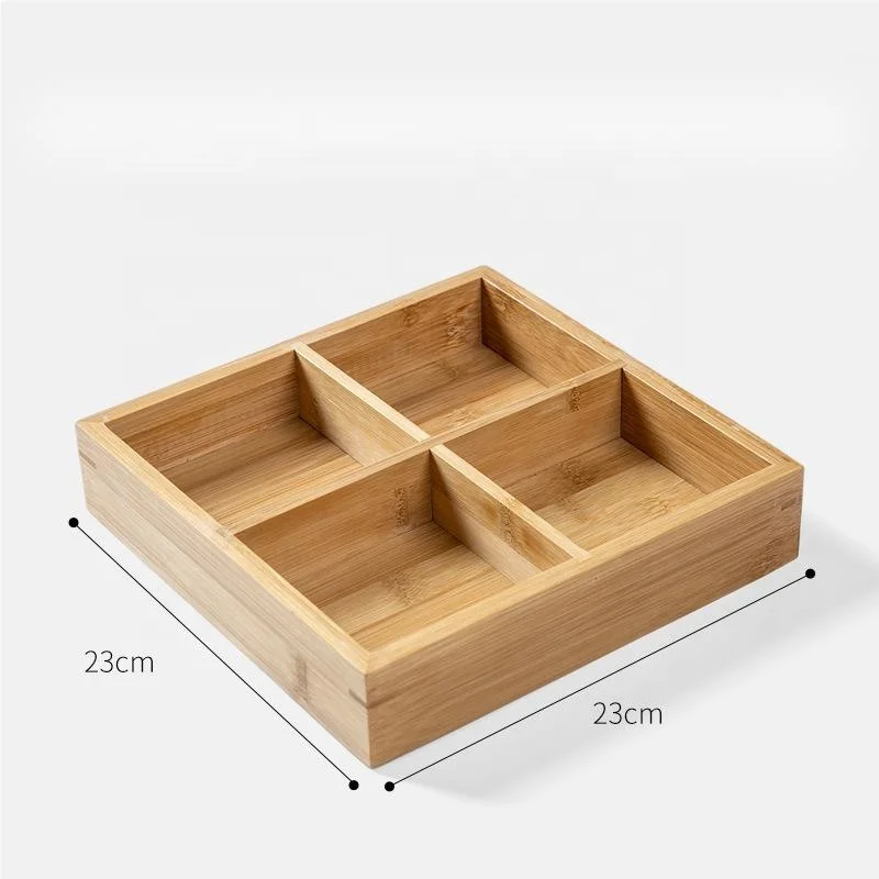 Bamboo Wooden Multi Compartment Hotpot Serving Tray  Bamboo Nine-grid Wood Tableware Snack Plate