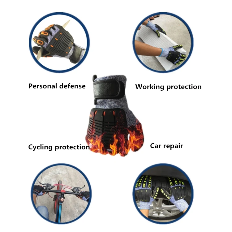 Industrial Safety Gloves TPR Vibration & Cut Resistant Impact Gloves Nutrile coated
