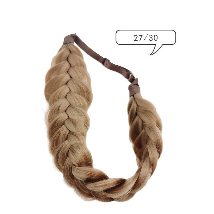Wholesale Fashion Two Strand Fishtail Handmade Loose Wig Headband Plaited Braids Elastic Hairpiece