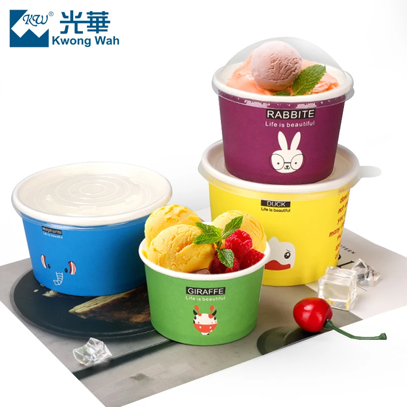 Double PE Coating Roller Cold Drink Cup Ice Cream Disposable Paper Cup With Logo