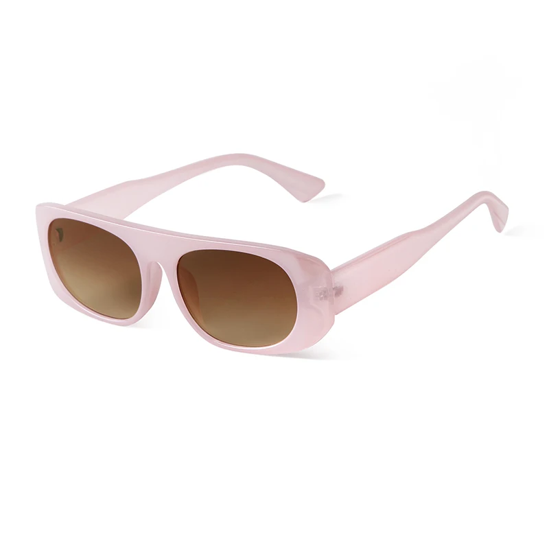 ADE WU STY4401D Flat Top Retro Sunglasses Women Rectangle Eyewear Tawny Frame Blue Lens UV400 Sun Glasses