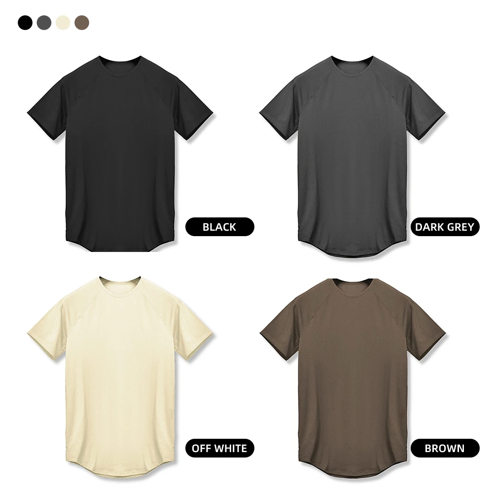 AI-MICH Long Breathable Sports T-Shirt With Private Logo Design 100% Cotton Soft Plain Dark Color Sports T-Shirt