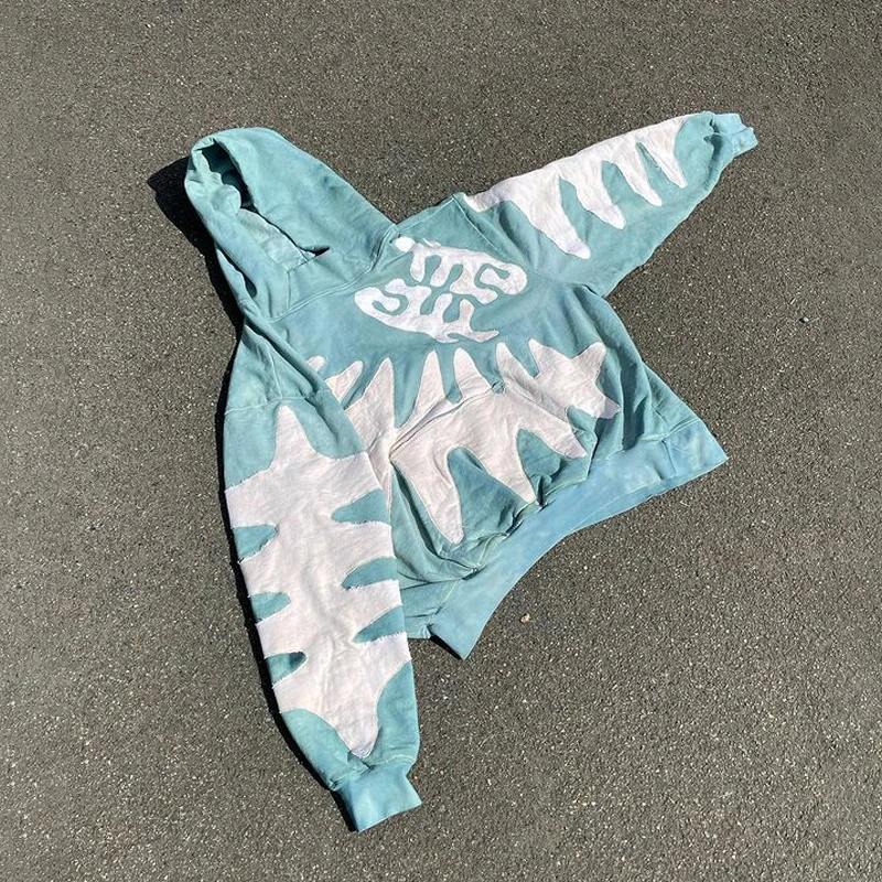 OEM Custom thick french terry cotton pullover casual men crop cut and sew nija turtleneck designer patches oversized hoodie