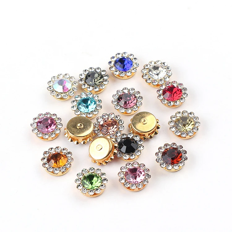 8/10/12MM Glass Drill Double Layer Drill Sunflower Hand Sew On Rhinestone For DIY Wedding Dress Accessories
