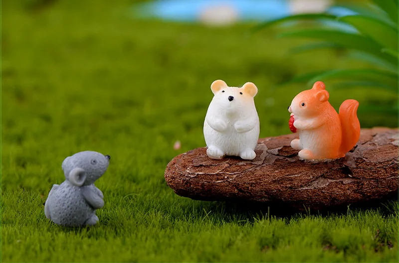 miniature hamster squirrel mouse snail rabbit duck resin garden decoration mini forest farm animal micro landscape accessories