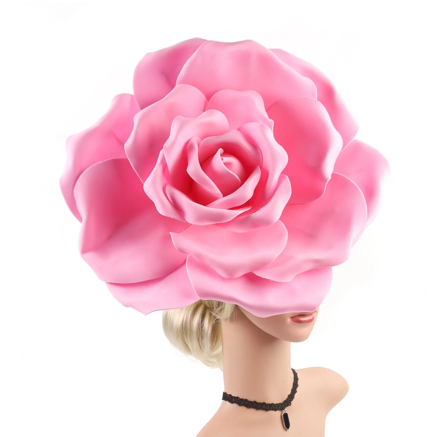 Large Flower Exaggerated Chiffon Rose Fascinator Kentucky Derby Ascot Festival Costume Party Showgirl Headwear