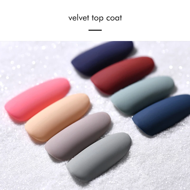 Private label clear transparent uv led gel air dry nail polish bulk no wipe shine free soft furry texture matte velvet top coat