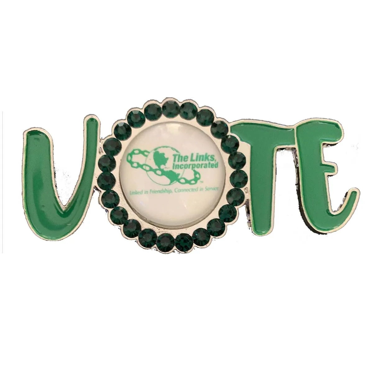Topvesko Custom The Links Inc Green Brooch The Links Vote Pin